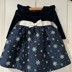 Bonnie Baby Christmas Dress with Snowflake Embroidery